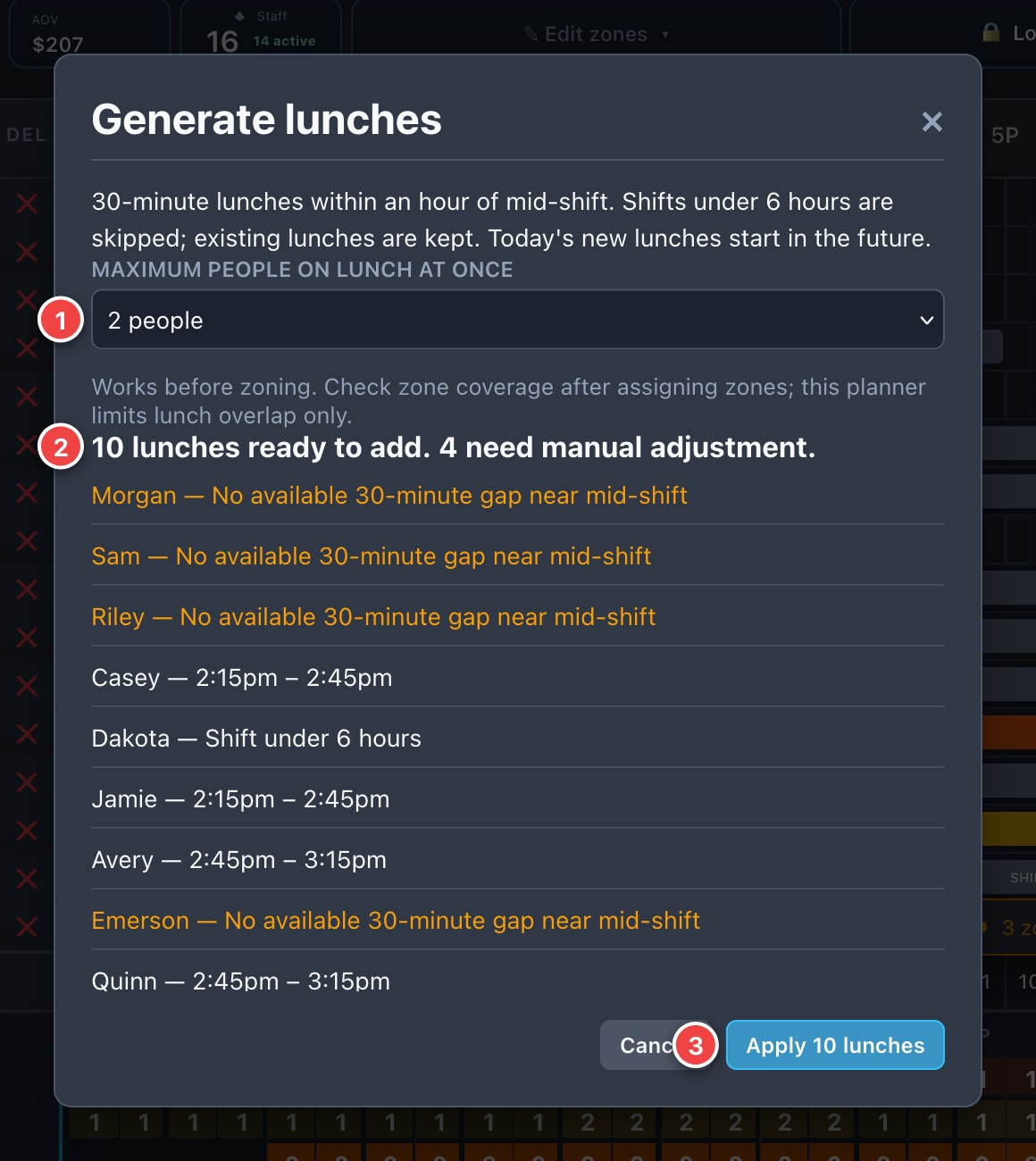 1 Maximum at once. 2 Summary. 3 Apply lunches.